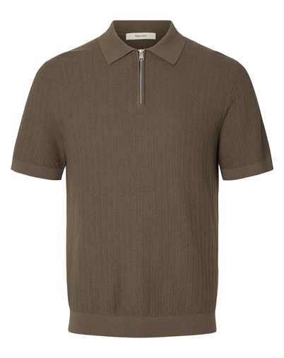 Selected - SLHCran Strik Structure Zip Polo - Chocolate Chip